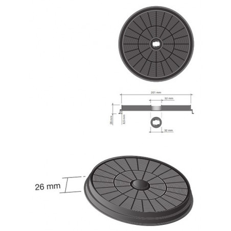 FILTRO CARB.CAPPA D.225 MM H.29 BARALDI